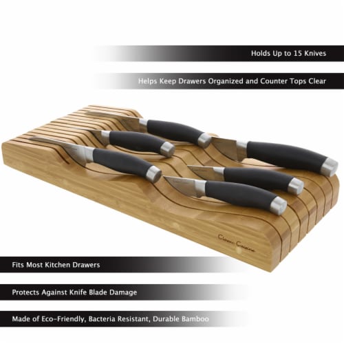 Classic Cuisine 82-KIT1000 In Drawer Bamboo Knife Block & Cutlery Storage Organizer Perspective: bottom