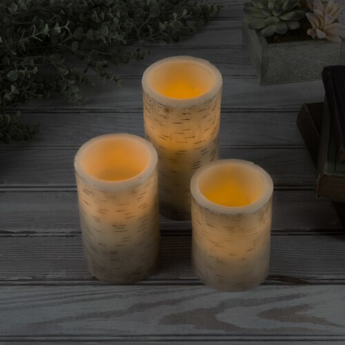 Lavish Home 3 Pc Real Wax Led Birch Bark Candle Set With Remote Timer Vanilla 1 unit Baker s