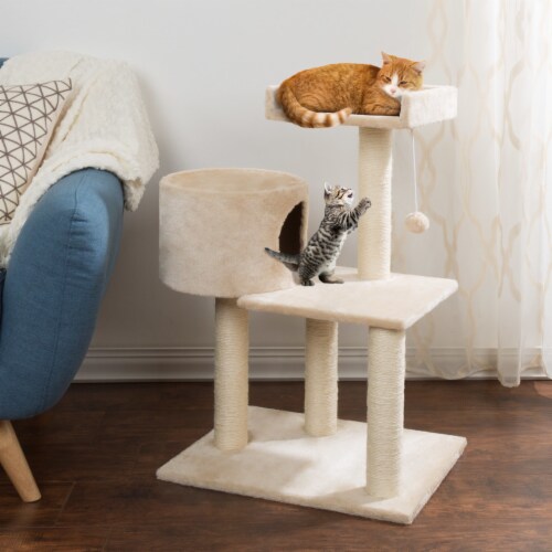 Cat Tree Tower Condo 3 Levels with Cave Perch and Scratching Posts 31 Inches Perspective: bottom