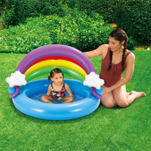 Summer Waves Inflatable Rainbow Baby Shade Kiddie Pool with Soft