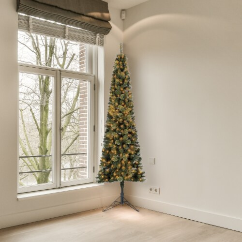 Home Heritage Corner 7 Foot 100 LED Pre Lit Artificial Christmas Tree Green 1 Piece Fry s Food Stores