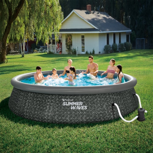 Summer Waves 14 x 3 Ft Quick Set Above Ground Swimming Pool with Pump and Ladder Perspective: bottom