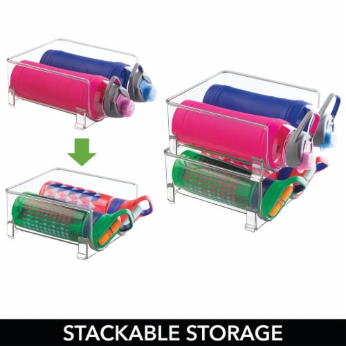 mDesign Plastic Stackable Water Bottle Storage Organizer Rack - 8.06 x  11.51 x 3.99, 8 Pack, Clear