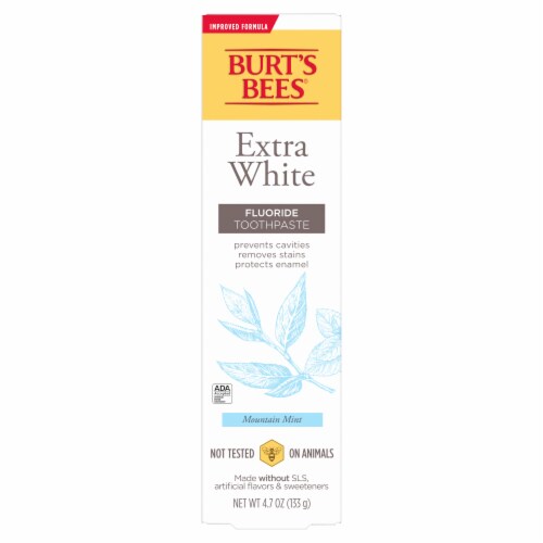 Burt's Bees Mountain Mint Fluoride Extra White Toothpaste Perspective: bottom