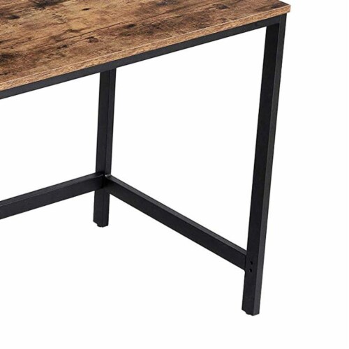 Benjara wood and metal cheap desk with 2 shelves brown