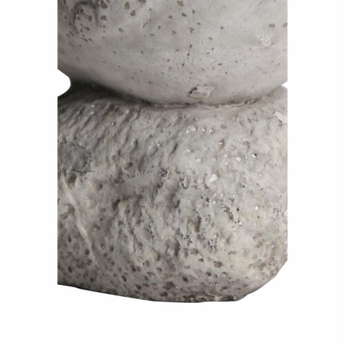 Cement Bird Figurine Sitting on a Hollow Rock, Large, Distressed Gray- Saltoro Sherpi Perspective: bottom
