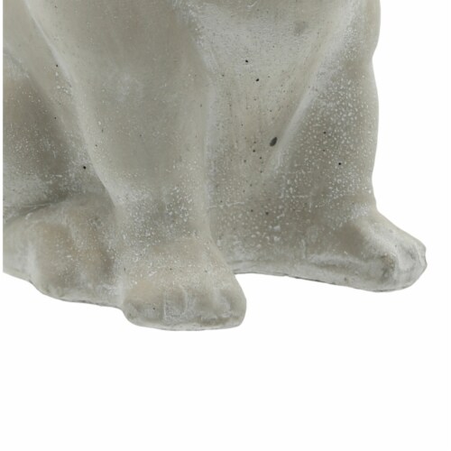 Benjara BM208405 Cement Bulldog Sitting Figurine Looking Straight - Weathered Gray Perspective: bottom