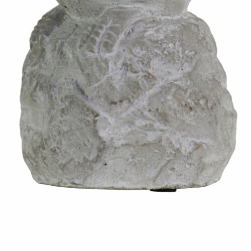 Cement Figurine of Pigeon Facing Downwards and Sitting on Rock Base, Gray- Saltoro Sherpi Perspective: bottom