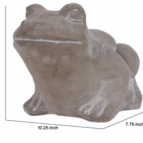 Benjara BM210093 Cement Sitting Frog Figurine Looking Straight, Concrete Gray Perspective: bottom