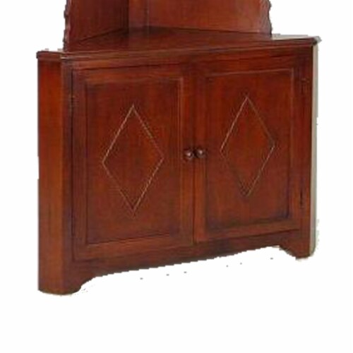 Wooden Corner Bookcase with 3 Shelves and 1 Cabinet, Brown Perspective: bottom