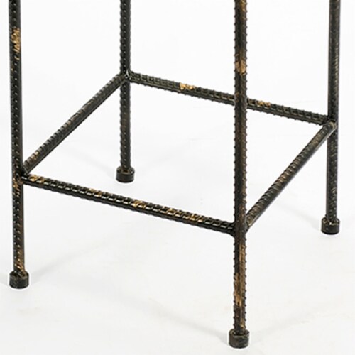 Benjara BM216724 Scrolled Metal Frame Plant Stand with Square Top, Black - Medium Perspective: bottom
