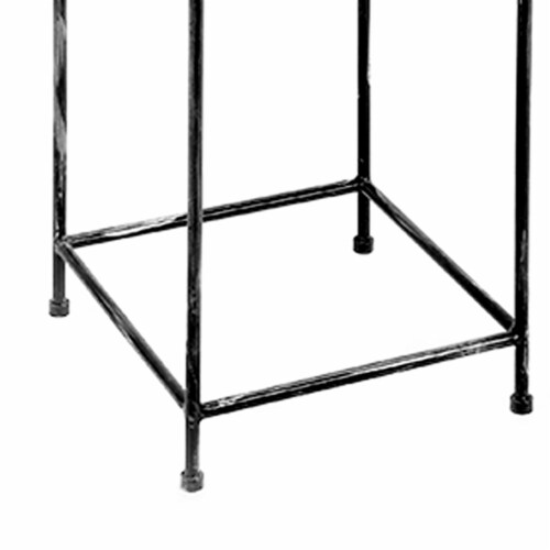 Benjara BM216730 Lattice Cut Square Top Plant Stand with Tubular Legs, Black - Large Perspective: bottom