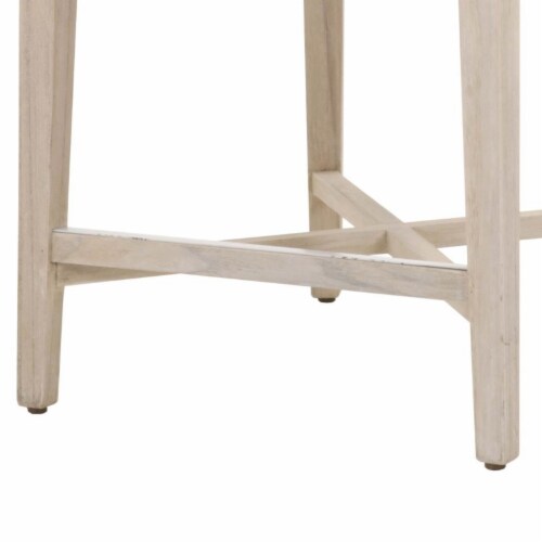 Interwoven Rope Counter Stool with Flared Legs and Cross Support, Gray Perspective: bottom