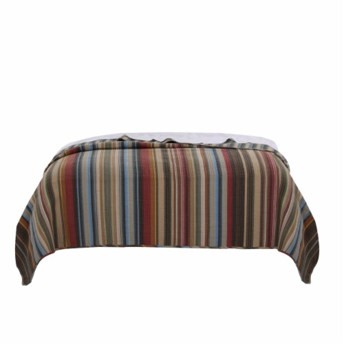 Stripe Pattern Cotton Quilt Set with 2 Quilt Shams and 2 Pillows,Multicolor Perspective: bottom