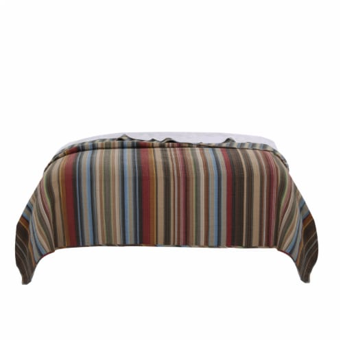 Stripe Pattern Cotton Quilt Set with 2 Pillows and 2 Quilt Shams,Multicolor Perspective: bottom