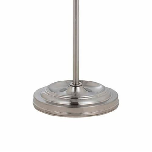 Adjustable Height Metal Pharmacy Lamp with Pull Chain Switch, Silver- Saltoro Sherpi Perspective: bottom