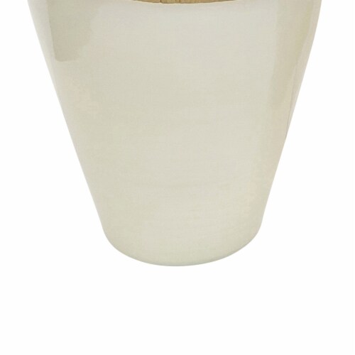 Glass Frame Vase with Tapered Body Design in White and Brass Perspective: bottom