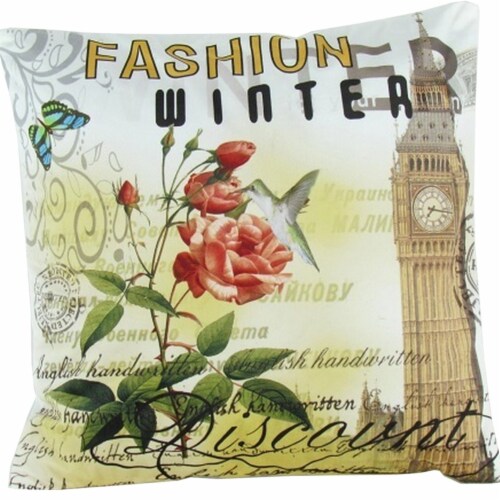 Fabric Accent Pillow with Scripted Details, Multicolor Perspective: bottom