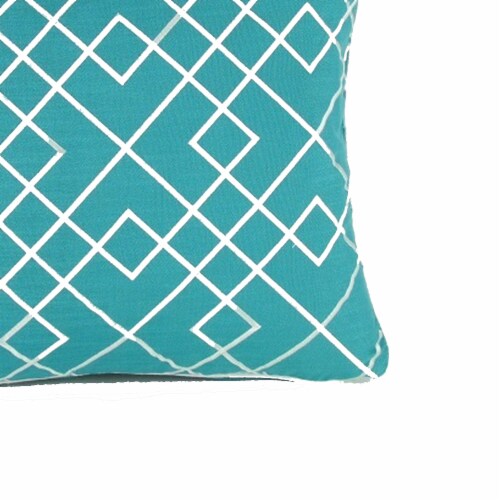 Geometric Pattern Fabric Accent Pillow, Blue and White Perspective: bottom
