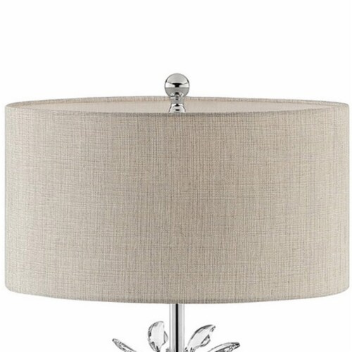 Floor Lamp with Starburst Crystal Accent, Gray and Silver- Saltoro Sherpi Perspective: bottom