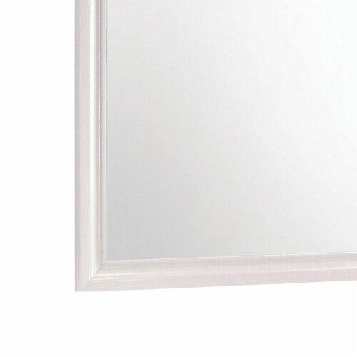 Rectangular Wooden Mirror with Molded Trim Details, White Perspective: bottom