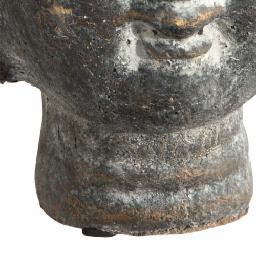 Gem 8 Inch Cement Buddha Ushnisha Head Figurine, Washed Gold
