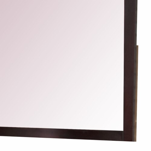 Fang 50 Inch Rectangular Dresser Mirror, Wood Frame, Dark Cherry Brown Perspective: bottom