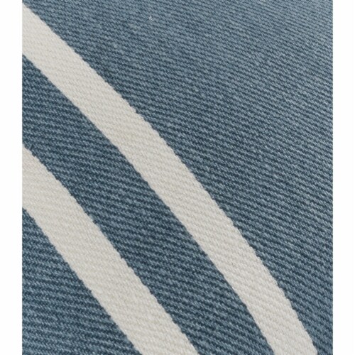 20 x 20 Accent Throw Pillow, Down Insert, Soft Blue Linen, 2 White Stripes Perspective: bottom