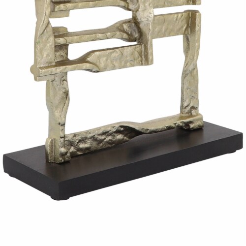 Jodie 23 Inch Metal Modern Accent Decor, Stacked Squares, Block Base, Gold- Saltoro Sherpi Perspective: bottom
