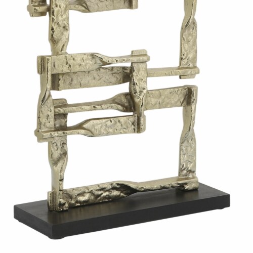 Jodie 27 Inch Metal Modern Accent Decor, Stacked Squares, Block Base, Gold- Saltoro Sherpi Perspective: bottom