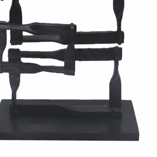 Jodie 27 Inch Metal Modern Accent Decor, Stacked Squares, Block, Black- Saltoro Sherpi Perspective: bottom