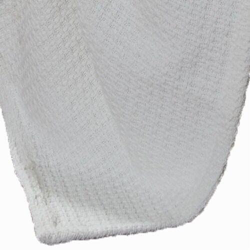 Nyx King Size Ultra Soft Cotton Thermal Blanket, Textured Feel, White- Saltoro Sherpi Perspective: bottom