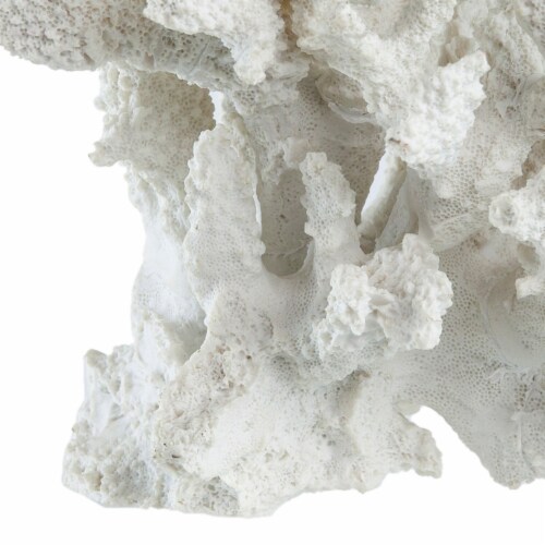 Lily 10 Inch Faux Coral Accent Sculpture, Polyresin Decorative Piece, White- Saltoro Sherpi Perspective: bottom
