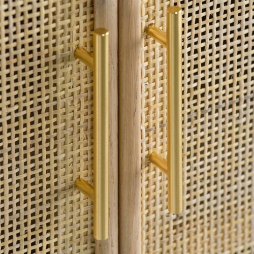 Dana 40 Inch Storage Cabinet, Wood Frame, 2 Shelves, 2 Rattan Doors, Brown, Saltoro Sherpi Perspective: bottom