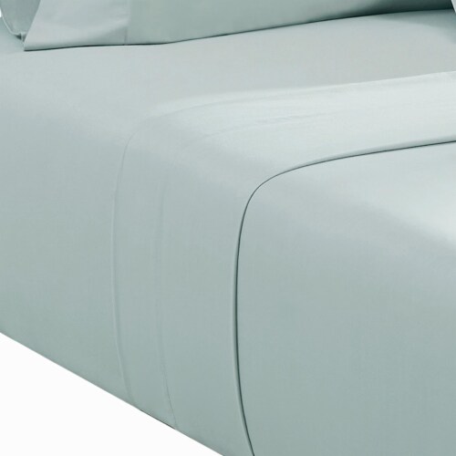 Ivy 4 Piece Queen Size Cotton Ultra Soft Sheet Set, Prewashed, Light Blue- Saltoro Sherpi Perspective: bottom
