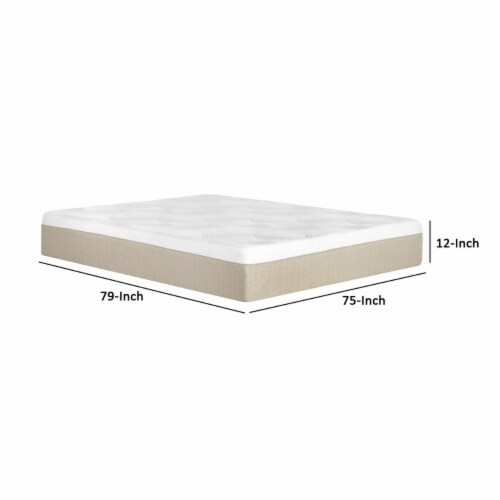 Bree 12 Inch King Mattress, Cooling Gel Infused Memory Foam Layers- Saltoro Sherpi Perspective: bottom