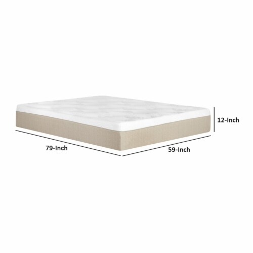 Bree 12 Inch Queen Mattress, Cooling Gel Infused Memory Foam Layers- Saltoro Sherpi Perspective: bottom