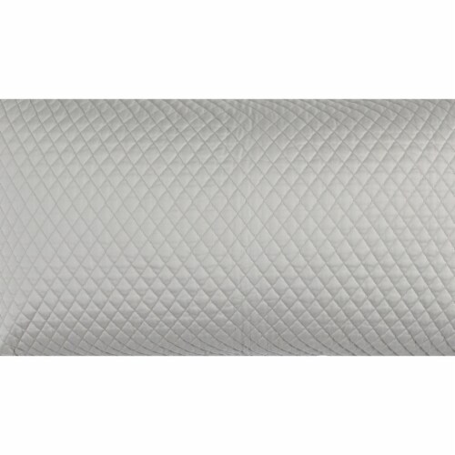 Kahn Hand Quilted Lumbar King Size Pillow Sham, Self Binding, Matte Silver- Saltoro Sherpi Perspective: bottom