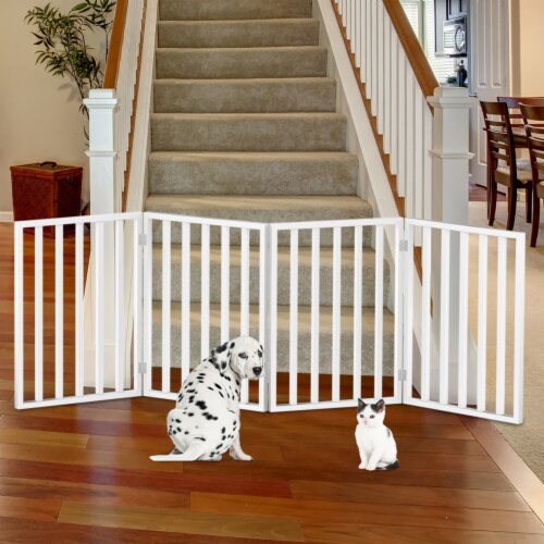 Petmaker Wooden Pet Gate Foldable 4 Panel Indoor Barrier Fence Freestanding And Lightweight 1 unit Gerbes Super Markets