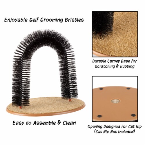 Self Grooming Cat Arch- Bristle Ring Brush and Carpet Base Groomer, Massager, Scratcher for Perspective: bottom