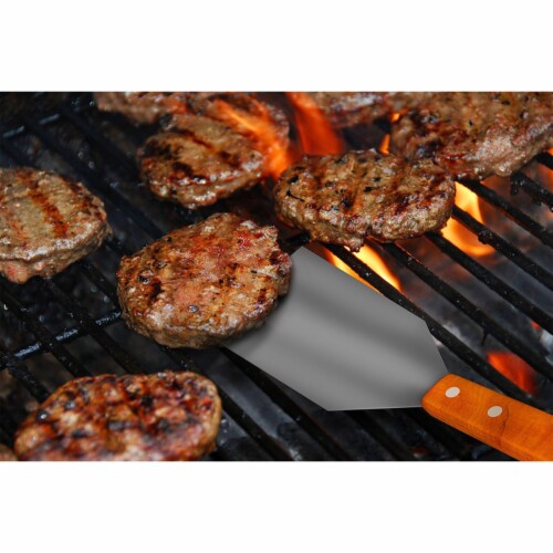 Wood BBQ Grill Tool Set- 18 Pc Stainless Steel Barbecue Accessories with Wooden Handles and Perspective: bottom