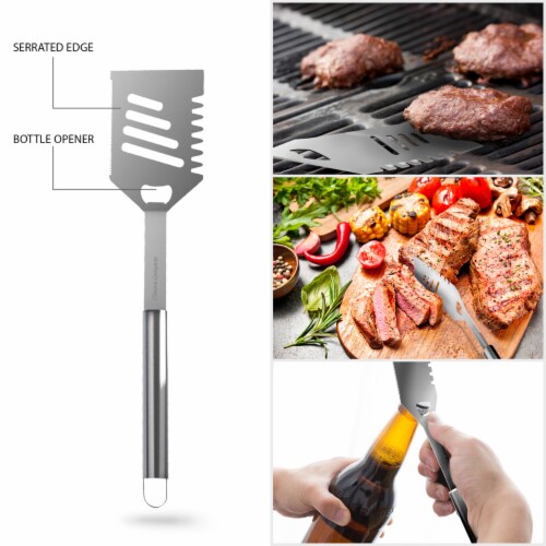 BBQ Grill Tool Set- Stainless Steel Barbecue Grilling Accessories with 7 Utensils and Perspective: bottom