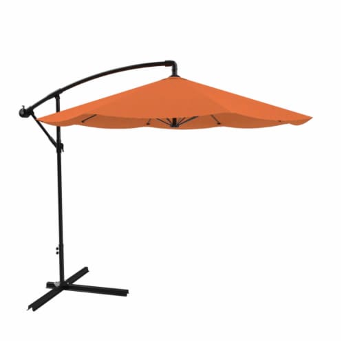 Pure Garden Patio Umbrella Cantilever 10 Ft Terracotta Easy Crank Outdoor Shade Perspective: bottom