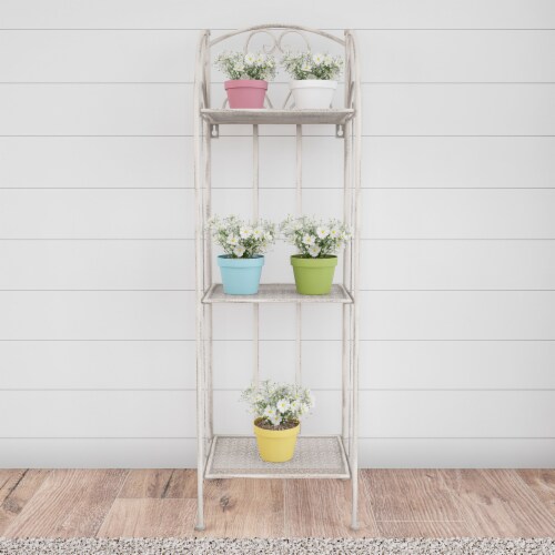 Pure Garden Wrought Iron Plant Stand 3-Tier Folding Indoor