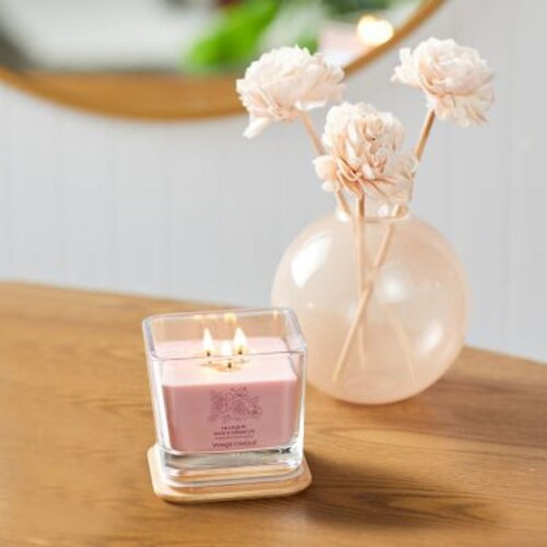 Yankee Candle®Tranquil Rose & Hibiscus  Well Living Medium Square Candle Perspective: bottom