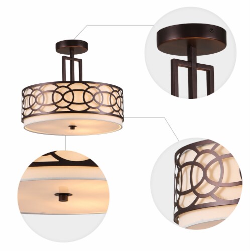 3 Light 14.5in. Drum Semi Flushmount Oil Rubbed Bronze Finish 1 King Soopers