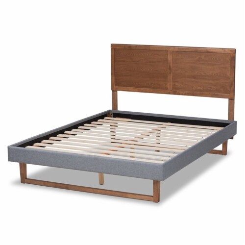 Baxton Studio Allegra King Size Dark Gray Upholstered Wood Platform Bed Perspective: bottom