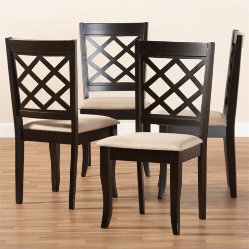 Baxton Studio Verner Wood Dining Chair in Sand and Espresso - Set of 4 Perspective: bottom
