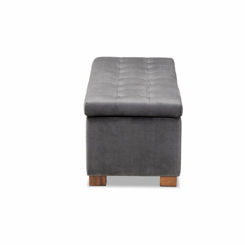 Baxton Studio BBT3101-Grey Velvet-Walnut-Otto Roanoke Modern & Contemporary Grey Velvet Fabri Perspective: bottom