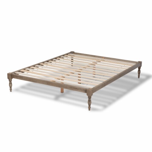 Baxton Studio Iseline Full Size Grey Finished Wood Platform Bed Frame Perspective: bottom